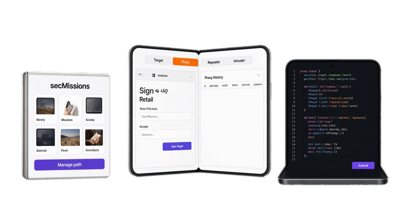 SecMissions shown on a phone and a tablet side by side